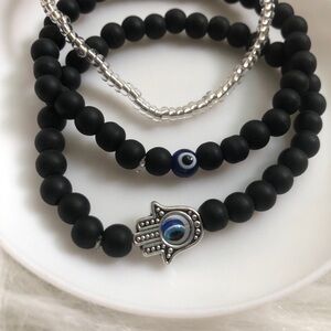Three bead bracelets “evil eye” vibes